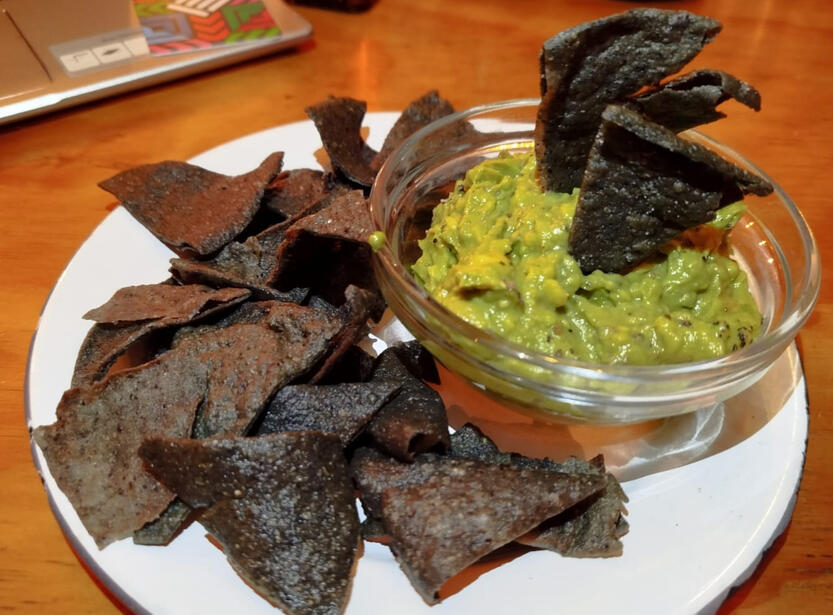 Guacamole Served with totopos (fried blue trotillas)